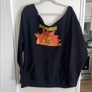 Kodak Black Graphic Sweatshirt with Bold Print in Black with Hoodie cutoff | XL